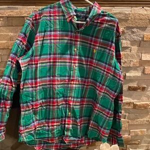 POLO by RL Men’s plaid soft 100% cotton button down shirt. Worn once!